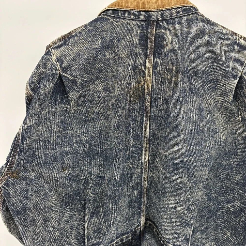 Vintage 80s Levis Denim Chore Jacket A-2 Bomber Buckle Back Orange Tab USA M